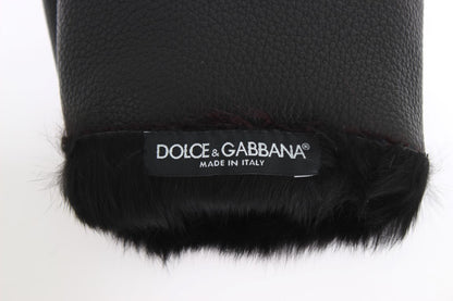 Guantes elegantes de piel negra y burdeos