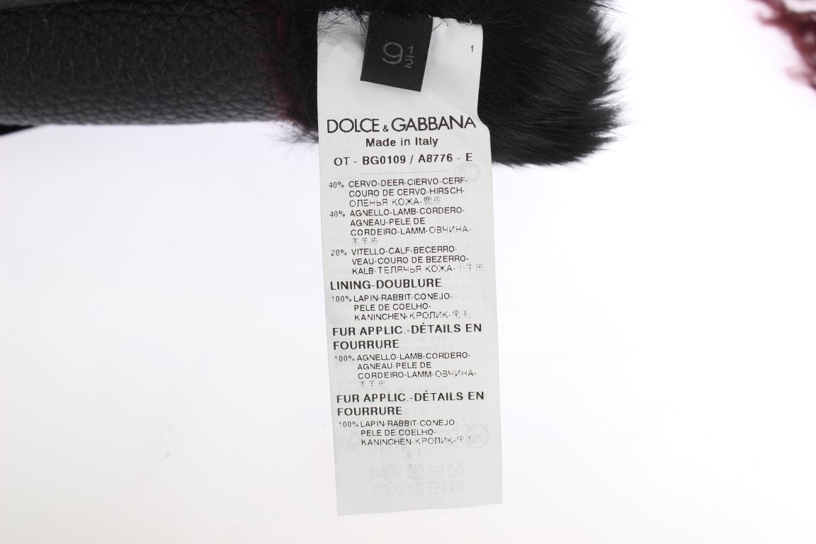 Guantes elegantes de piel negra y burdeos