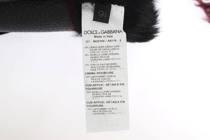 Guantes elegantes de piel negra y burdeos