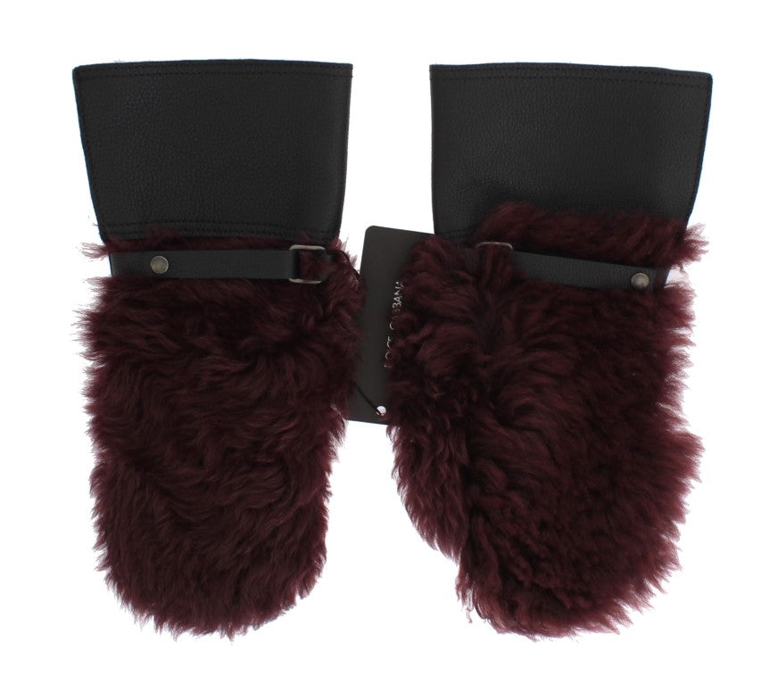 Guantes elegantes de piel negra y burdeos