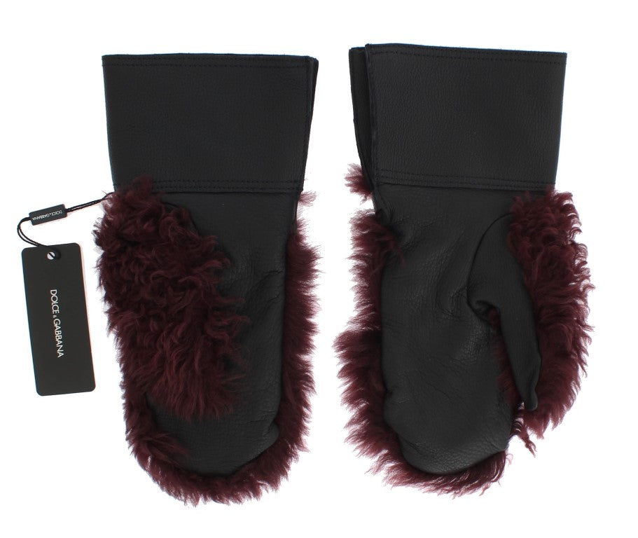 Guantes elegantes de piel negra y burdeos