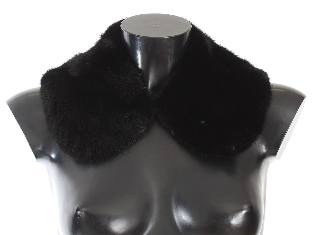 Elegante bufanda de piel de visón negra para el hombro