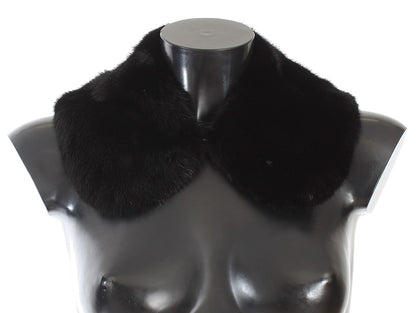Elegante bufanda de piel de visón negra para el hombro