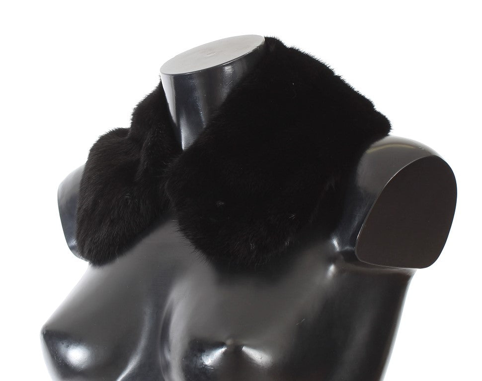 Elegante bufanda de piel de visón negra para el hombro