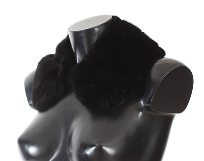 Elegante bufanda de piel de visón negra para el hombro
