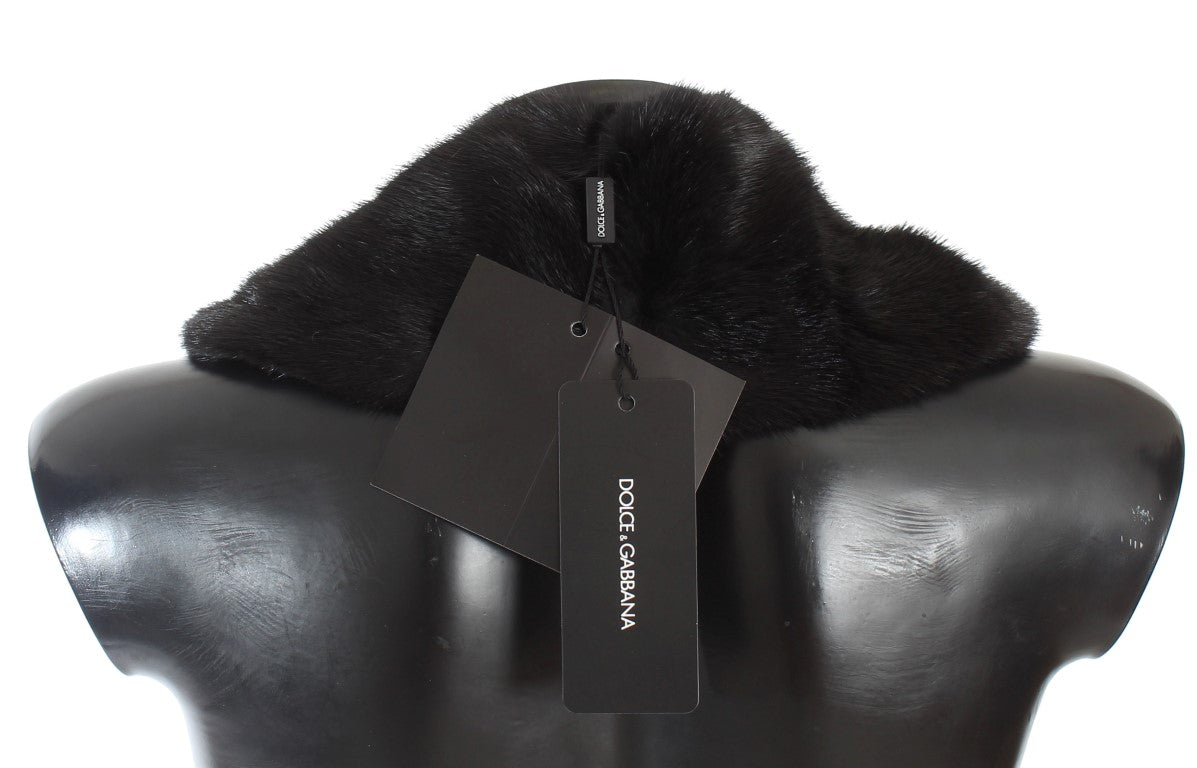 Elegante bufanda de piel de visón negra para el hombro