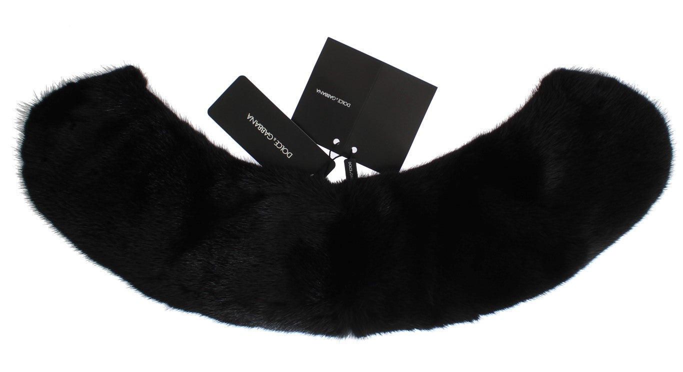 Elegante bufanda de piel de visón negra para el hombro