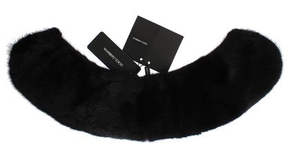 Elegante bufanda de piel de visón negra para el hombro