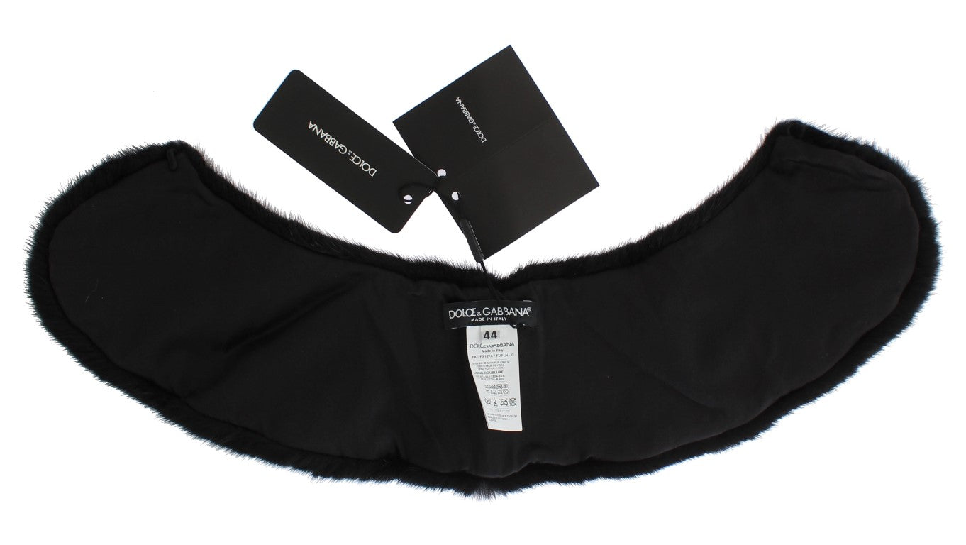 Elegante bufanda de piel de visón negra para el hombro