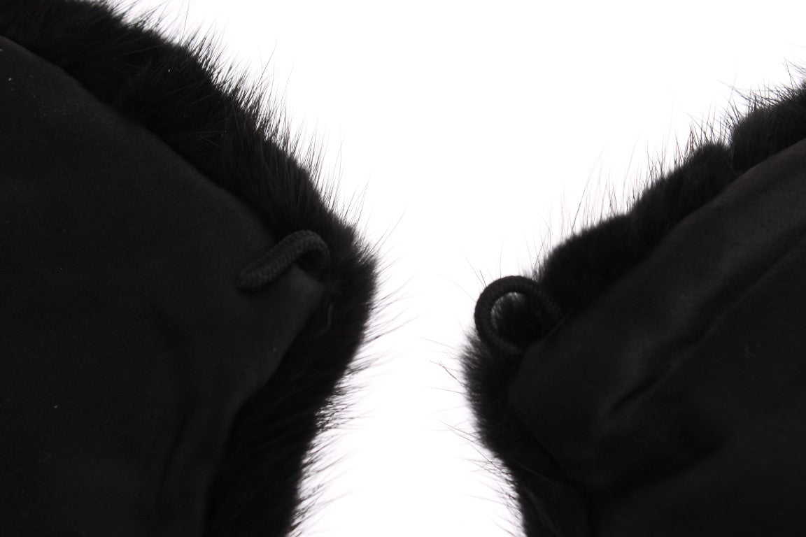 Elegante bufanda de piel de visón negra para el hombro