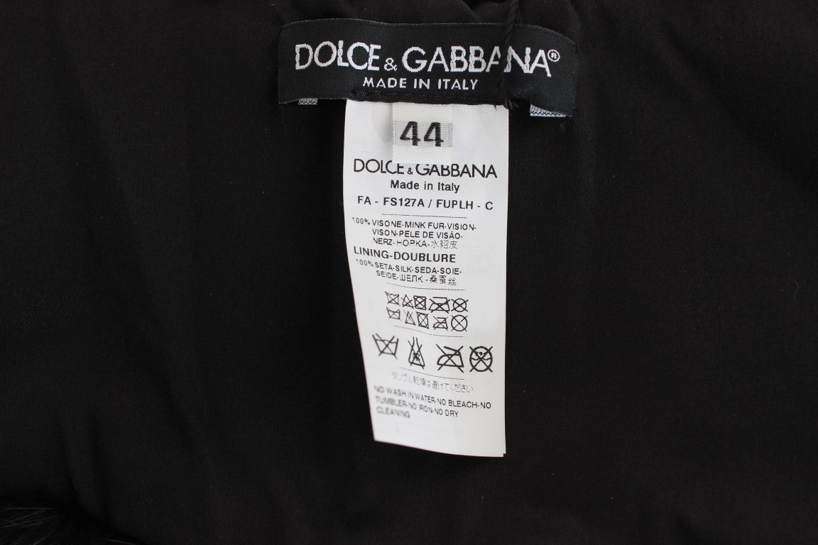 Elegante bufanda de piel de visón negra para el hombro