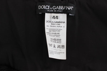Elegante bufanda de piel de visón negra para el hombro