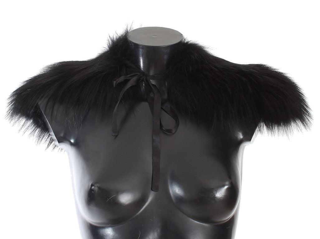 Chal elegante de piel de zorro negro para el hombro