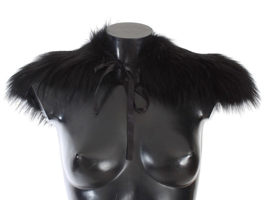 Chal elegante de piel de zorro negro para el hombro