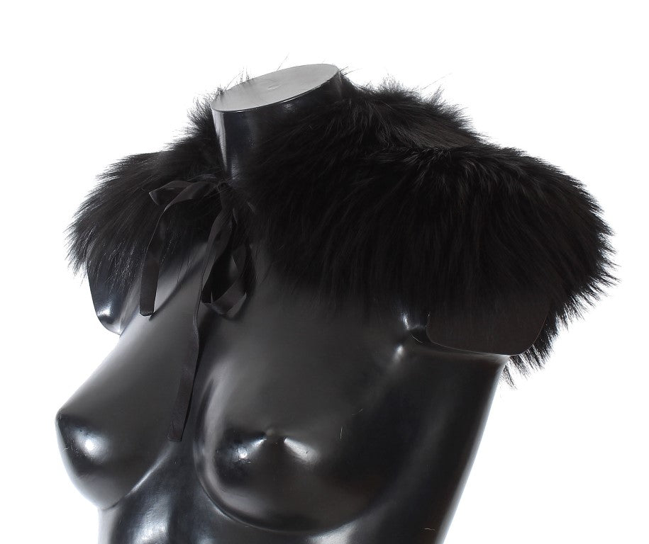 Chal elegante de piel de zorro negro para el hombro