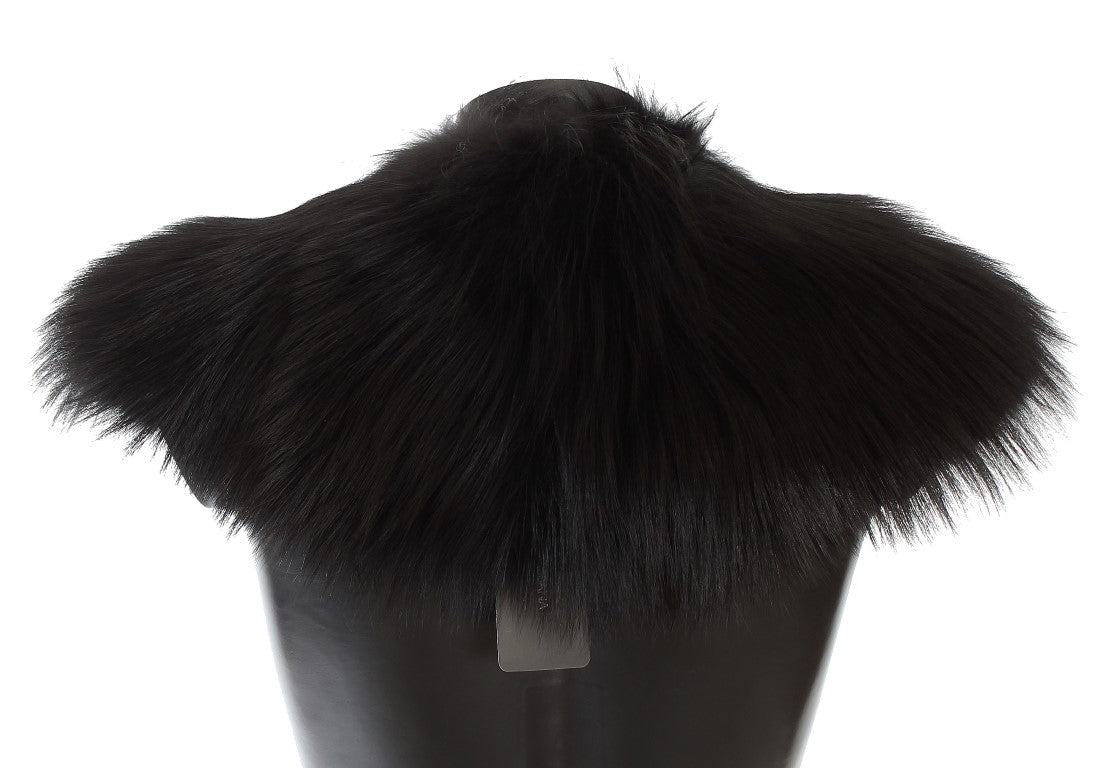 Chal elegante de piel de zorro negro para el hombro