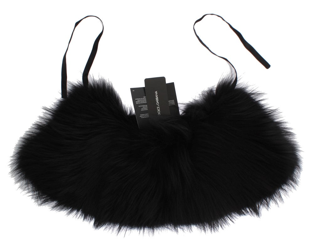Chal elegante de piel de zorro negro para el hombro