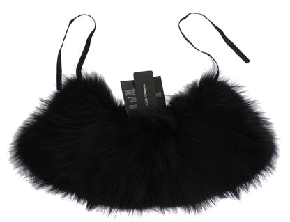 Chal elegante de piel de zorro negro para el hombro