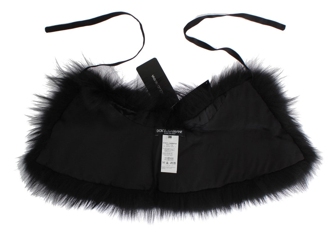 Chal elegante de piel de zorro negro para el hombro