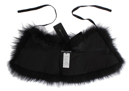 Chal elegante de piel de zorro negro para el hombro