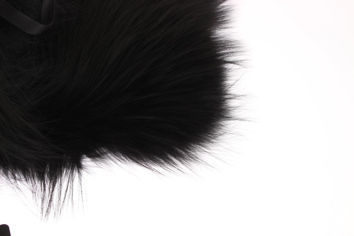 Chal elegante de piel de zorro negro para el hombro