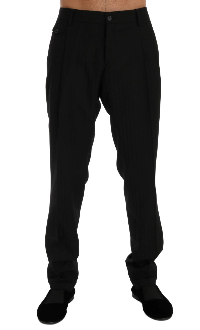 Elegante pantalón de vestir recto de rayas negras