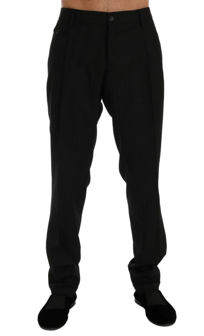 Elegante pantalón de vestir recto de rayas negras