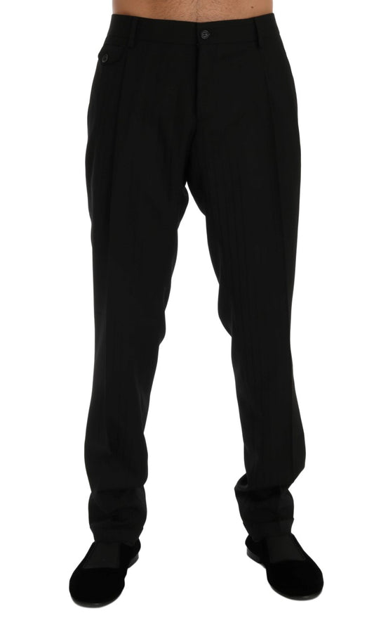 Elegante pantalón de vestir recto de rayas negras
