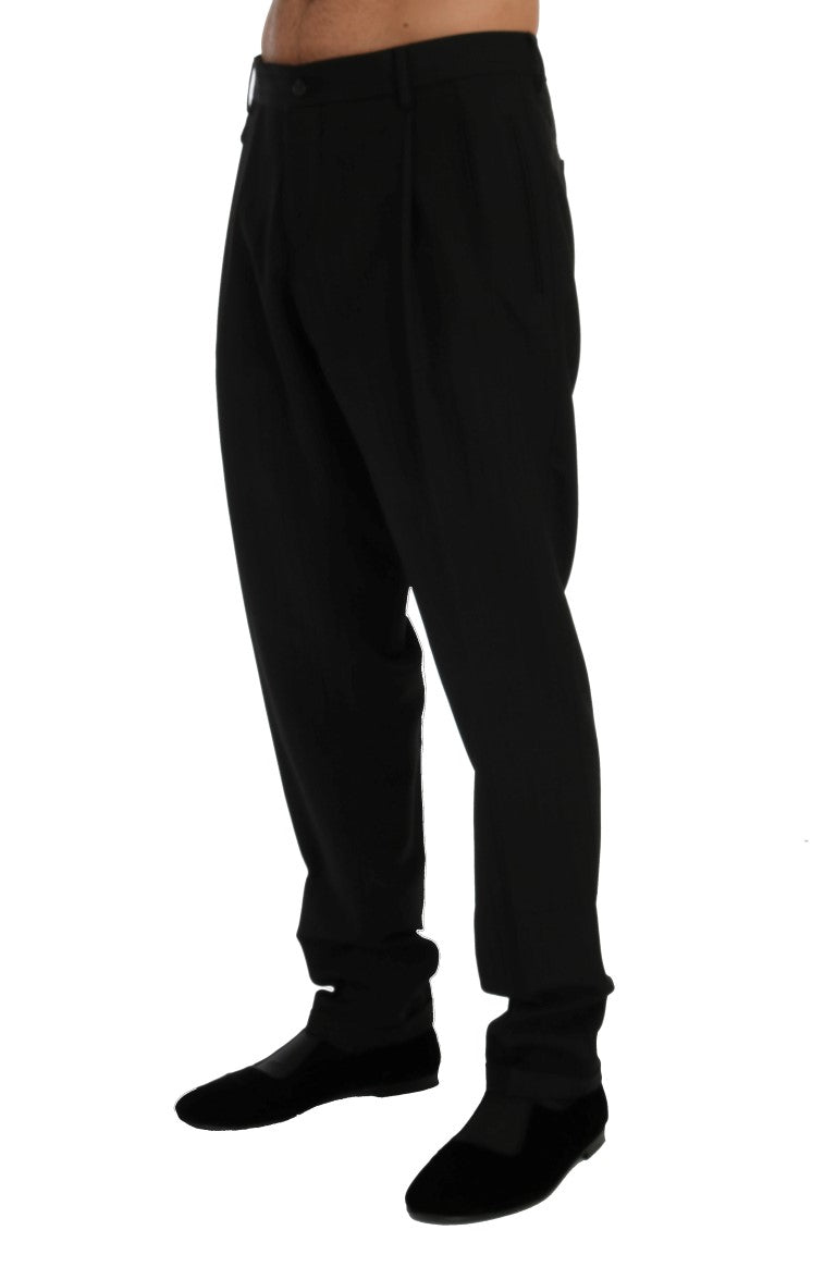 Elegante pantalón de vestir recto de rayas negras