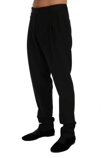 Elegante pantalón de vestir recto de rayas negras