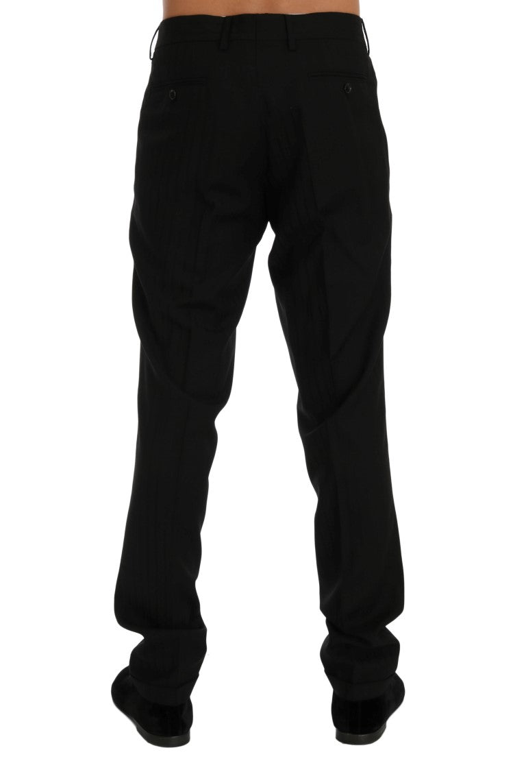 Elegante pantalón de vestir recto de rayas negras
