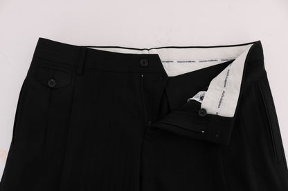 Elegante pantalón de vestir recto de rayas negras
