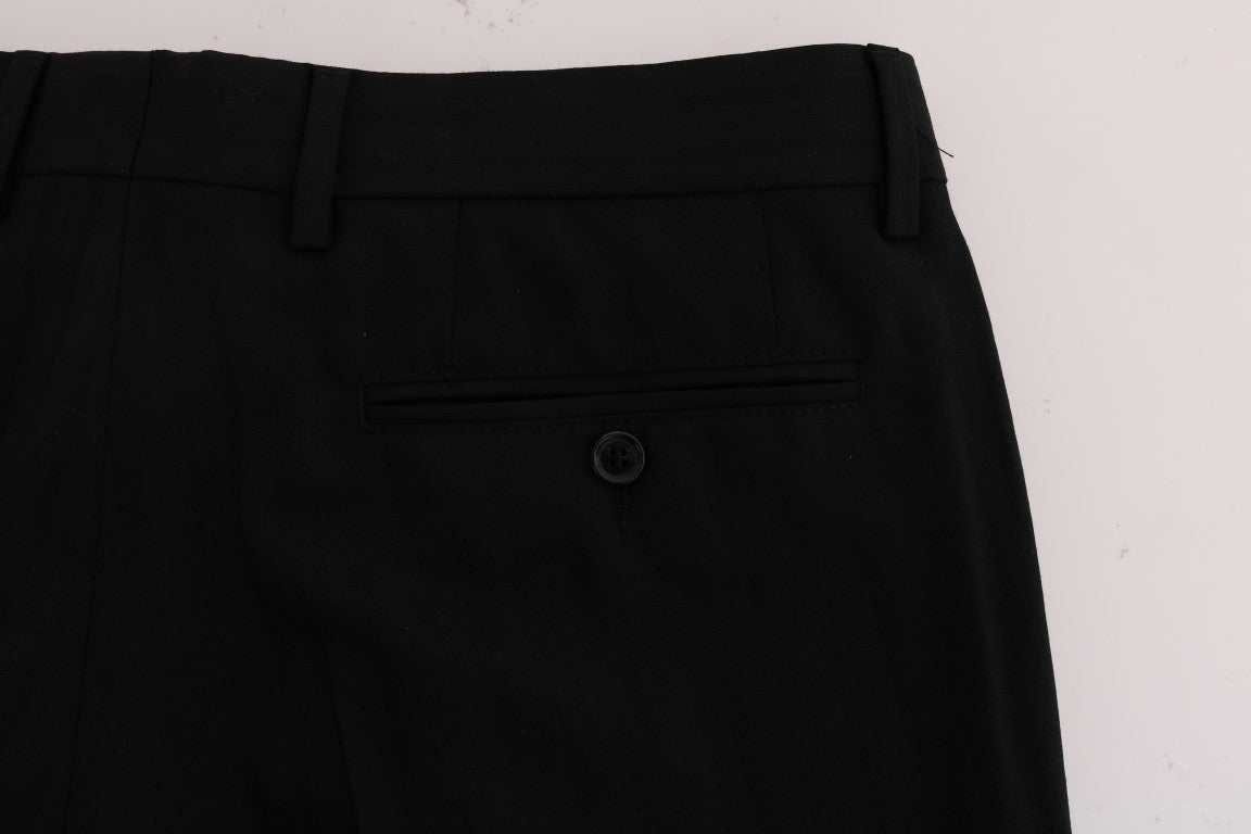 Elegante pantalón de vestir recto de rayas negras