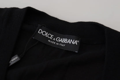 Elegante cárdigan negro de lana con botones