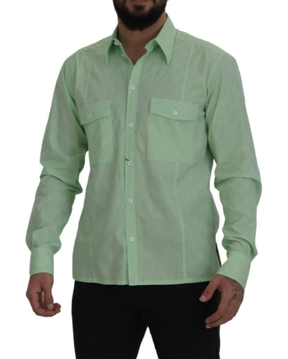 Camisa informal de botones de corte entallado verde menta