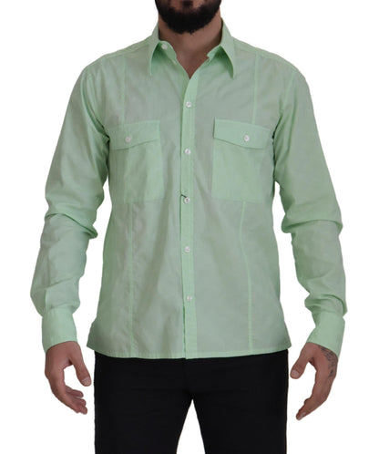 Camisa informal de botones de corte entallado verde menta