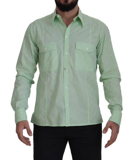 Camisa informal de botones de corte entallado verde menta