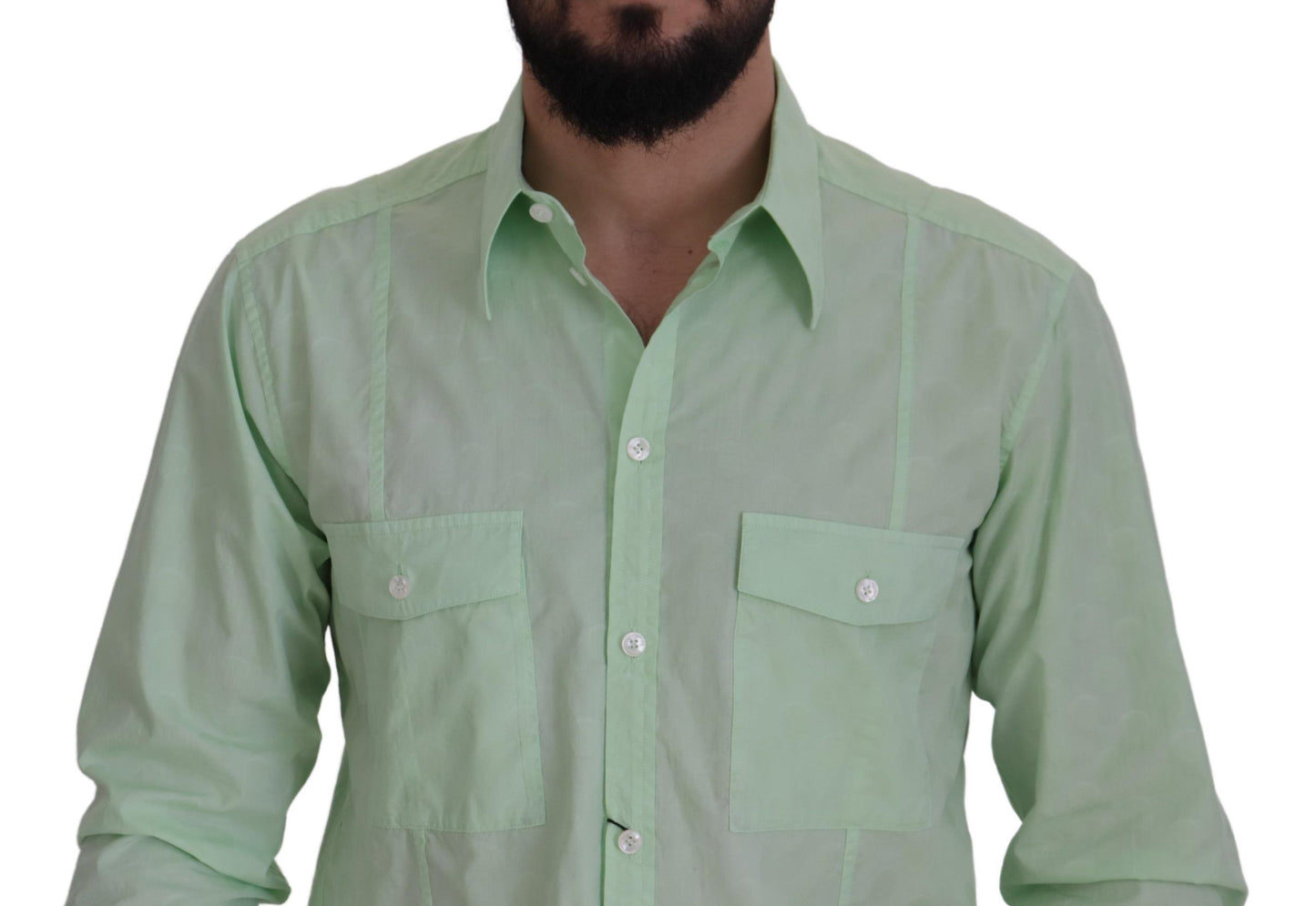 Camisa informal de botones de corte entallado verde menta