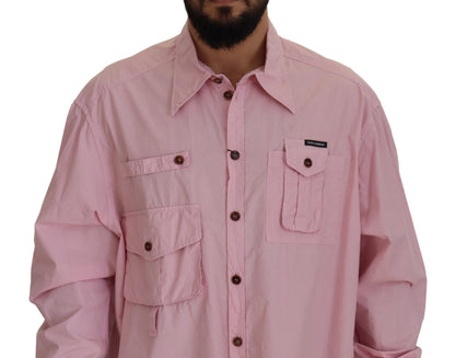 Camisa elegante informal de algodón rosa