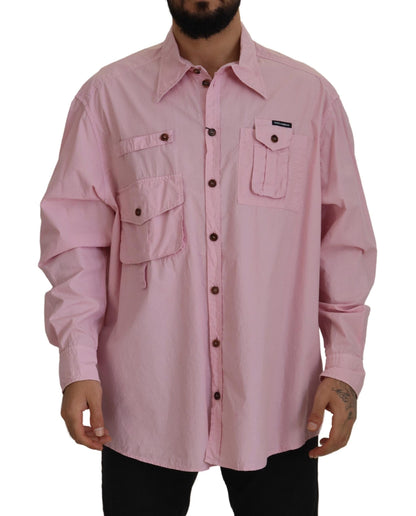 Camisa elegante informal de algodón rosa