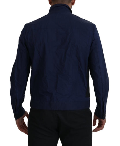 Camisa de algodón azul oscuro esbelta