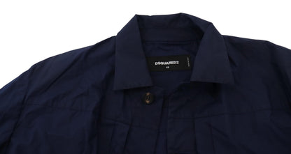Camisa de algodón azul oscuro esbelta