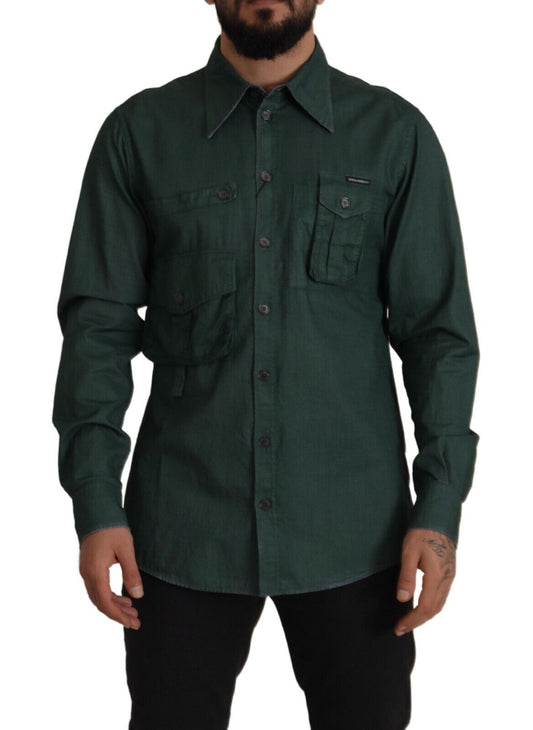 Camisa informal de corte entallado con elegancia esmeralda