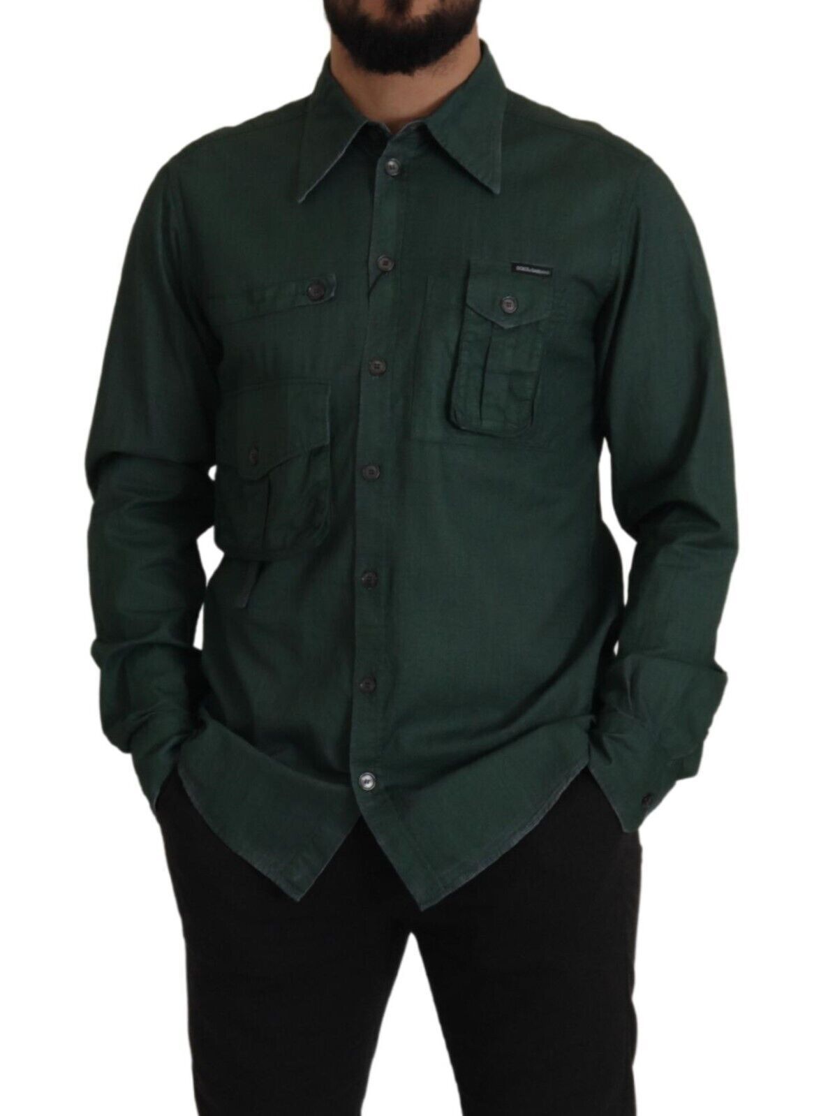 Camisa informal de corte entallado con elegancia esmeralda