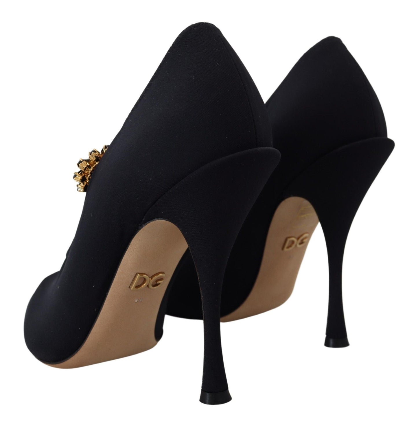 Elegantes zapatos negros Mary Jane tipo calcetín con cristales