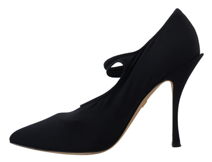Elegantes zapatos negros Mary Jane tipo calcetín con cristales