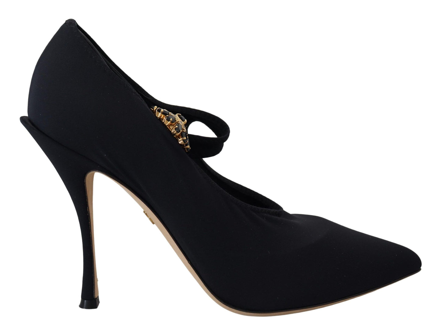 Elegantes zapatos negros Mary Jane tipo calcetín con cristales