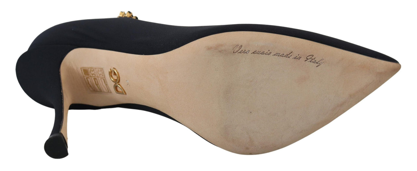 Elegantes zapatos negros Mary Jane tipo calcetín con cristales