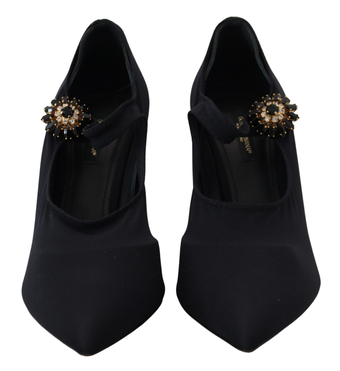 Elegantes zapatos negros Mary Jane tipo calcetín con cristales
