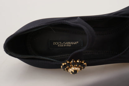 Elegantes zapatos negros Mary Jane tipo calcetín con cristales